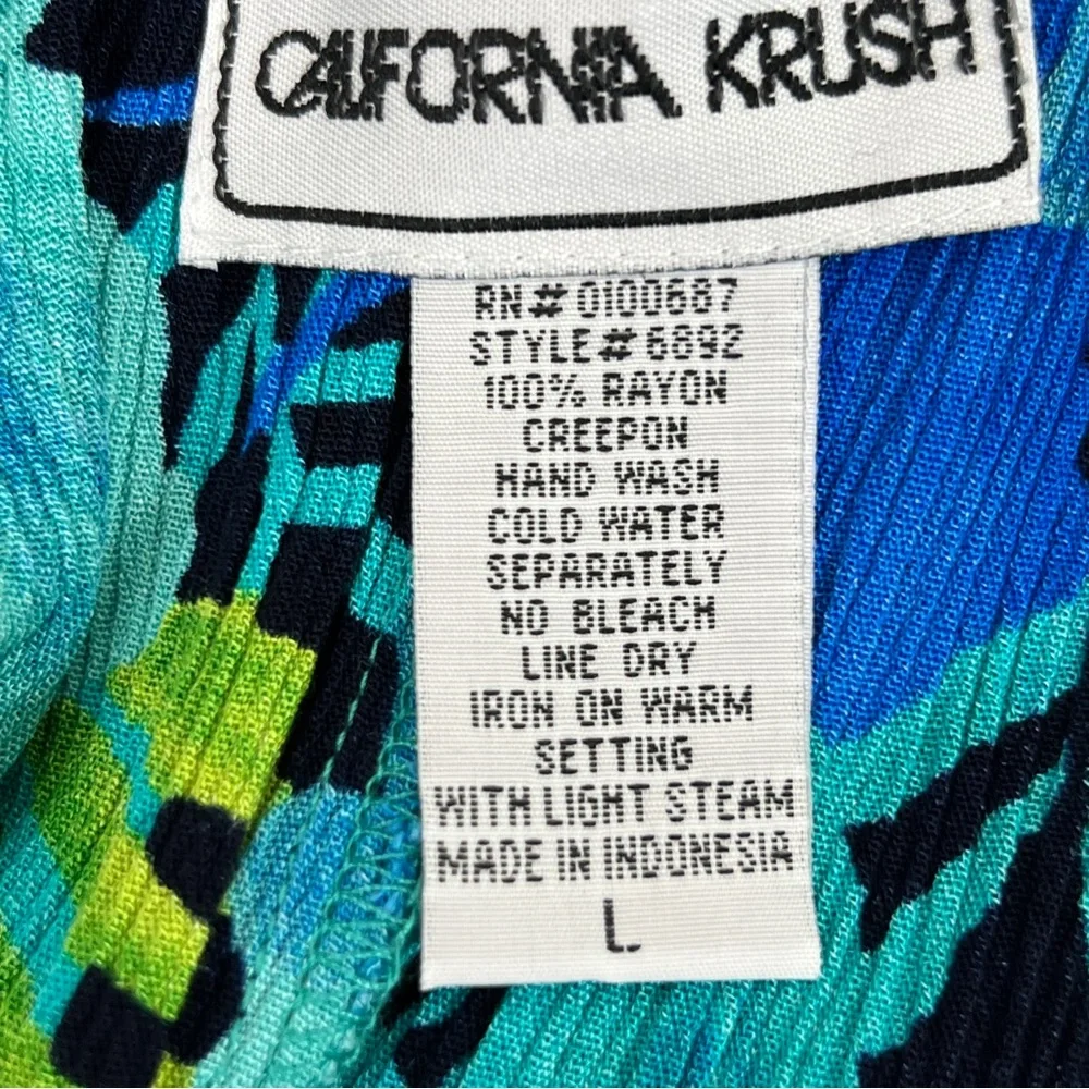 California Krush Vintage Large Pull-On Floral Multicolored Skirt Crinkle Style